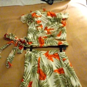 2 piece floral maxy skirt set